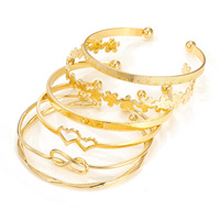 Bracelet à lettres multicouches, double fleur d'amour, bracelet ouvert, bracelet symbole or pour la vente en gros aux bijouteries N25946