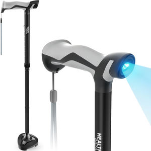Bastão de Caminhada Ortopédico HEALTHBAZAAR, Bastão de Apoio LED em Liga de Alumínio Ajustável e Colapsável com Empunhadura de Borracha Personalizada - Product Image 1
