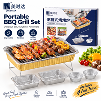 Barquette rectangulaire en aluminium de qualité supérieure pour barbecue extérieur, portable, au charbon de bois, écologique, durable, récipient alimentaire