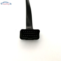 Cable de diagnóstico para coche OBD OBD2 OBDII de 30 cm, 16 pines, tipo plano y delgado, tipo fideos, de 12 V, macho a hembra