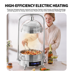 WINNERS Or rose Acier inoxydable 2 en 1 Buffet <span class=keywords><strong>Chauffe</strong></span>-plats Restauration Lampes chauffantes Service buffet Plaque chauffante avec bassin alimentaire - Product Image 3