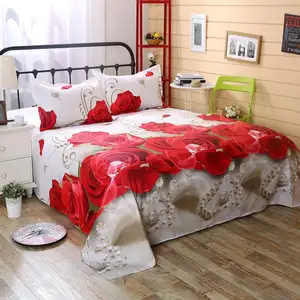 Set di lenzuola 3 pezzi lenzuola in poliestere stampato 3D biancheria da letto Design floreale piatto 1 pz foglio: 230*230cm, federe 2 pezzi: 50*70cm