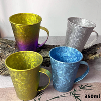 Mug à café en titane Ice Crystal de 12 oz (350 ml), tasse à bière légère en métal Ti avec poignée, gobelets portables pour boissons froides