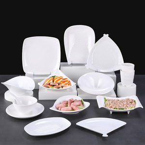 White hot pot restaurant tableware, <b>melamine</b> side dishes, vegetable buckets, slanted condiment bowls, creative commercial - Product Image 1