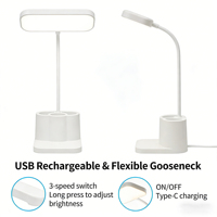Lampe de bureau LED rechargeable avec porte-stylo, veilleuse pour dortoir et chambre, lampe de lecture pour bureau et étude