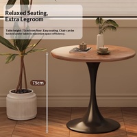Table basse ronde en bois massif de style rustique Tulip pour petit appartement, salon et balcon avec fonction de cuisinière à induction