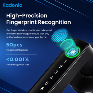 Kadonio nội thất sự riêng tư hợp kim nhôm cửa đòn bẩy xử lý vật liệu đồng thau khóa chìa khóa xi lanh tuya smartlock - Product Image 3