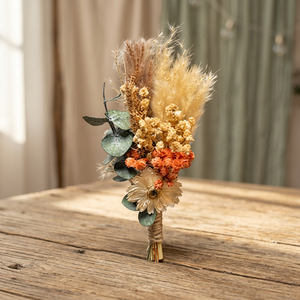 Boutonnière de fleurs séchées super vendue, style rustique bohème, corsage floral rose pour mariage, fleur de revers pour cadeau de fête nuptiale - Product Image 2