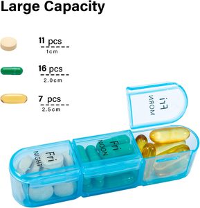 Pilulier portable 3X quotidien 7 jours hebdomadaire pilulier voyage médecine pilulier pour 3 fois jour vitamines stockage de médicaments - Product Image 2