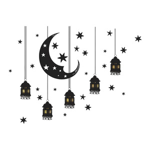 Ramadan decorazione luna stella lampadario autoadesivo in PVC adesivi da <span class=keywords><strong>parete</strong></span> musulmani decorazioni per la casa Festive per medio oriente adesivo da <span class=keywords><strong>parete</strong></span> - Product Image 1