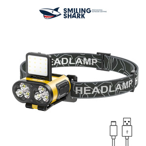 Linterna frontal LED recargable de aleación de aluminio con diseño de tiburón sonriente, portátil para camping al aire libre - Product Image 2
