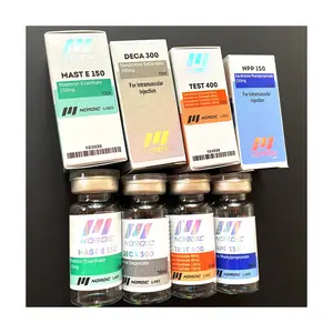 Impressão do logotipo efeito metálico Gen Pharma 10ml Frasco Conjunto Completo Etiqueta e Caixas Frascos de vidro com tampas de alumínio