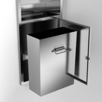 Sèche-mains mural encastré moderne en acier inoxydable avec poubelle, forme carrée, pour usage hôtelier - Distributeur de papier toilette et de serviettes
