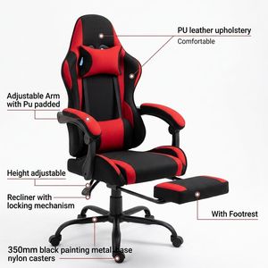 Wholesale Customized Logo PU Leather Gaming Chair Ergonomic Design with Rotating and <b>Footrest</b> Swivel Office Chair - Product Image 4