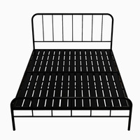 Lit de dortoir pliable moderne et simple 1,5 m/1,8 m, cadre en fer épaissi, lit double durable avec revêtement en tissu pour hébergement familial