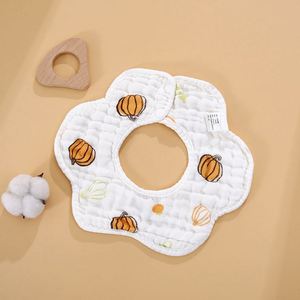 Newborn Cotton Saliva Towel Bandana Burp Cloth Christmas Gifts Feeding Drool Bib <b>Muslin</b> <b>Baby</b> Bibs Headband Set - Product Image 3