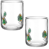 Verre borosilicate épaissi soufflé artisanalement, gaufré, résistant aux hautes températures, motif dessin animé, points colorés, sans pied, sans couvercle