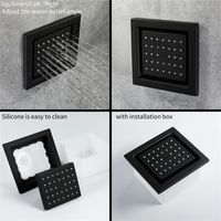 Douche LED musicale encastrée au plafond 36x12 pouces avec jets pluie et cascade, affichage de la température, robinet en laiton chaud/froid