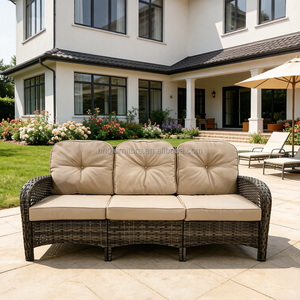 Venta Caliente de Fábrica, Sofá de Ratán Moderno para Exteriores, Sofá de 3 Plazas, Impermeable, Cojines Extraíbles, Muebles de Patio, Muebles de Balcón - Product Image 2