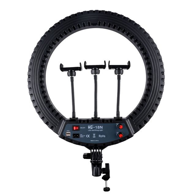 HQ-18N 18 Inch Selfie Ring Light Dimmable HQ-18 3000K-6000K LED Ring Light for Beauty Makeup Video Vlog