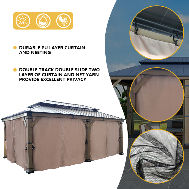 Outsunny Gazebo Da Giardino 3.9x2.9m In Alluminio Con Tetto Doppio