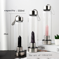 Bouteille isotherme en cristal naturel, à emporter avec une pierre précieuse, illuminateur en cristal naturel, baguette de guérison