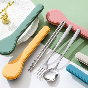 Ensemble de couverts de camping avec étui de rangement, couverts de voyage en acier inoxydable, cuillère et baguettes portables - Product Image 1