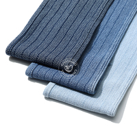 80% coton Vertical motif ondulé BlueJacquard Denim tissu pour jean 10.5 Oz haute qualité Denim tissu en gros