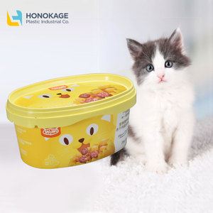 Conteneur d'emballage jetable ovale IML, lot de 50, stockage des aliments d'animaux, boîtes pp pour l'emballage de la nourriture de chat - Product Image 2