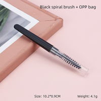 Pinceau à sourcils en spirale avec capuchon anti-poussière transparent, virole argentée, manche court noir, format voyage 10,2 cm, commande personnalisée directe usine