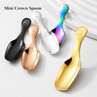 Ensemble de cuillères à dessert en acier inoxydable 304 avec poignée couronne, finition miroir, pour crème glacée, café, café, fête