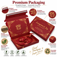 Boîte d'expédition en carton ondulé rouge personnalisée pour Noël avec logo doré, emballages cadeaux de fin d'année pour marques festives et paniers d'hiver