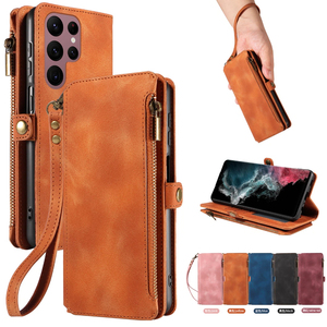 <span class=keywords><strong>เคส</strong></span>โทรศัพท์แบบกระเป๋าหนัง PU สำหรับ Samsung S22 Ultra, ช่องใส่บัตร 9 ช่อง + ช่องใส่เหรียญแบบมีซิป, ขาตั้ง, ป้องกัน RFID, หมุนได้ 360 องศา °   การป้องกัน - Product Image 1