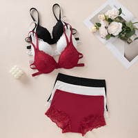 Ensemble soutien-gorge push-up à armatures en dentelle sexy et culotte shorty pour femme - Bonnet 3/4 - Vente en gros