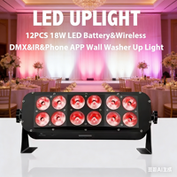 Projecteurs LED RVBWA UV 12x18W rechargeables sans fil à piles pour mariages, DJ et discothèques