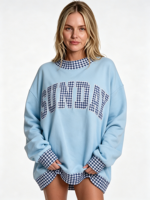Sweater Wanita Mock Neck Gaya Barat 400gsm Katun Fleece Oversized Hangat untuk Musim Dingin