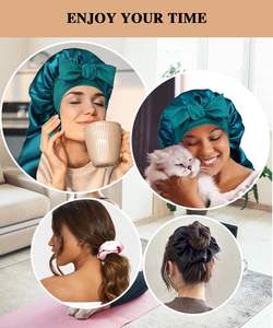 หมวกคลุมผมซาตินสั่งทำพร้อมโลโก้ขายส่ง พร้อมแถบยางยืด หมวกคลุมผมยาวสำหรับนอน ปิดผมถักเปีย ผลิตภัณฑ์สมาร์ทโฮม - Product Image 2