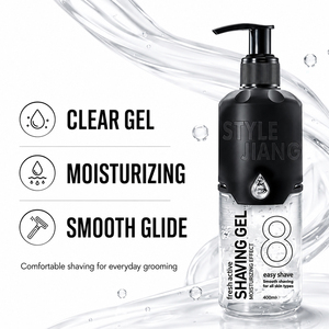 Gel de Rasage Transparent Hydratant pour Hommes, Crème de Rasage Fraîche et Active pour Soin de la Barbe, Flacon Pompe 400ml - Product Image 4