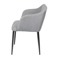 Chaise de salle à manger moderne rembourrée en tissu, pieds en métal noir, dossier incurvé, revêtement poudré, pour restaurant, café, vente en gros