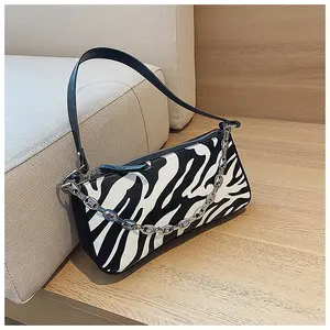 Bolsa feminina de couro artificial, nova moda feminina bolsa de couro estampada com estampa de animais, zebra e vaca, venda quente, bolsa para braço, atacado, 2020