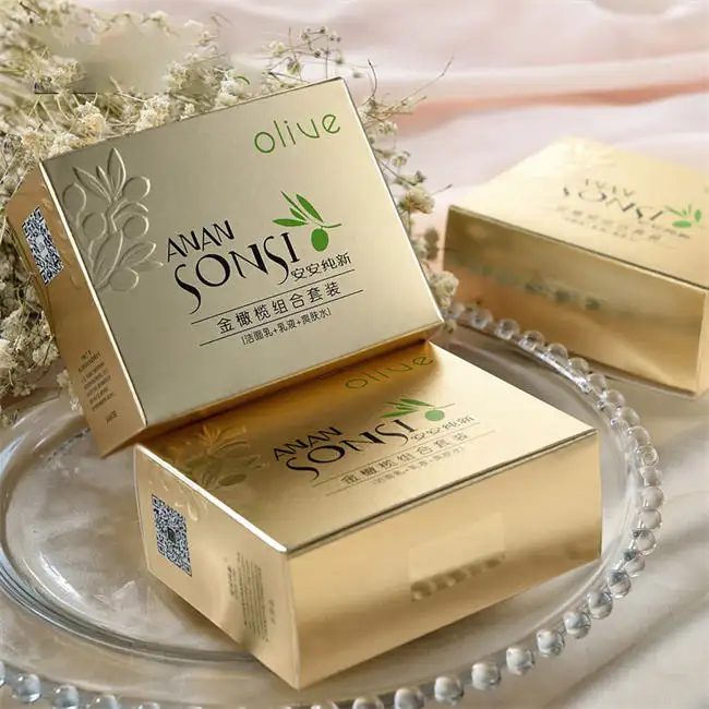 Kotak kemasan sabun kosmetik cetak logo sendiri kustom kualitas tinggi kemasan berkilau buatan tangan untuk kotak kertas sabun