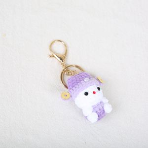 Portachiavi in Lana Lavorata <span class=keywords><strong>a</strong></span> Maglia KittySnoopy, Ciondolo Carino <span class=keywords><strong>a</strong></span> Forma di Cartone Animato per Libri e Borse, Design Creativo Multicolore Stile Patchwork - Product Image 3