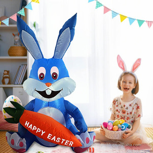 4FT Easter Inflatable Bunny Holds Carrot Happy Easter Blow up Outdoor Decoration with LED <b>Lights</b> for Home Yard Party - Product Image 4