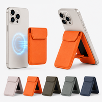 Dompet Magnetik Penahan Kartu Ponsel Kulit PU dengan MagSafe, Tempat Kartu Tipis dengan Penyangga untuk iPhone