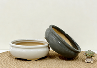 Mini pots de bonsaï chinois Zen en gros - Petits pots en céramique bicolores pour la décoration de micro bonsaï de bureau intérieur
