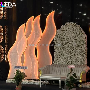 ฉากหลังงานแต่งงานสมัยใหม่ LEDA ตกแต่งเวทีงานอีเว้นท์ ฉากหลังโลหะลายสาหร่ายแบบกำหนดเอง ไฟ LED แสงวอร์มไวท์ ฉากหลังเหล็กพร้อมขาตั้ง LED - Product Image 4