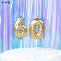 Goldfolien-Ballon 3D-Zahlenkerzen Mylar-Ballon-Stil Ziffernkerzen für Geburtstagstorten-Dekorationen und Partyzubehör