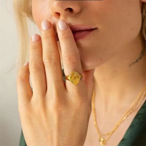 15 Years Factory Stainless Steel Signet Women 18K Gold <b>Rings</b> Custom Letter Name <b>Blank</b> <b>Rings</b> Jewelry - Product Image 4