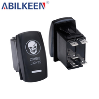 Interrupteur à bascule pour voiture, durable, 12V 24V, 5 broches, avec symboles gravés au laser, étanche IP65, en métal, pour le contrôle électrique automobile