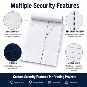 Papier de sécurité antistatique biodégradable double face avec fibres UV pour la protection des certificats, des bons et des documents - Product Image 2